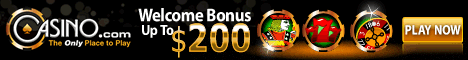Play at Casino.com and receive Welcome Bonses up to $200!